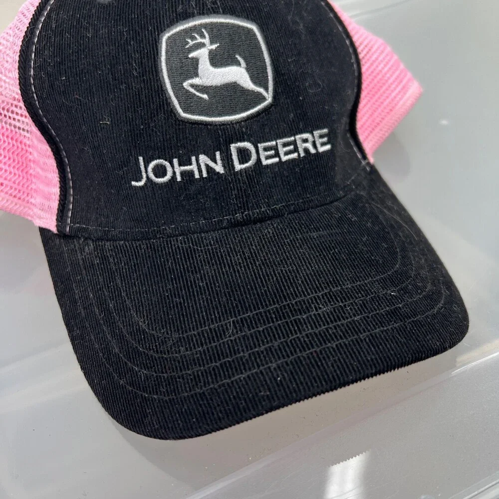 John Deere Hat Womens Adjustable Black Snapback‎ Trucker Cap Mesh Back Tractor
